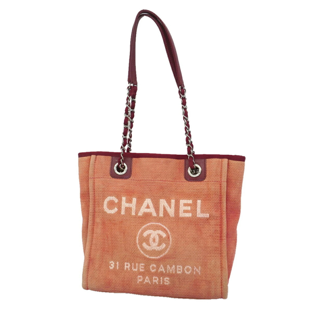 Chanel Deauville Canvas Tote Bag, Red, Women's